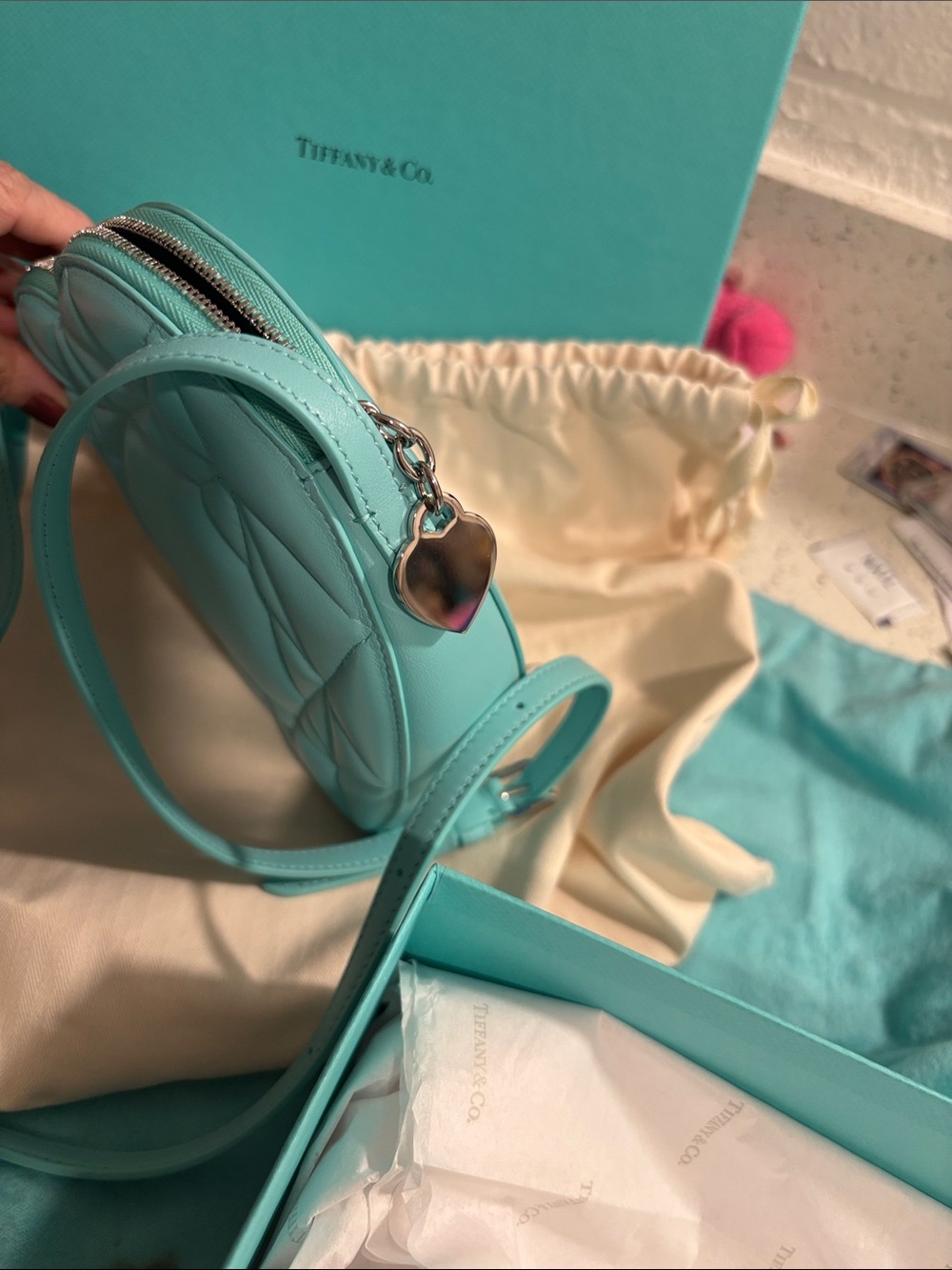 Tiffany & Co. Tiffany Blue Quilted Heart Charm Crossbody